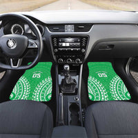 Custom Cook Islands Mitiaro Car Mats Polynesian Tribal Tattoo LT05 Set 2pcs - Front Green - Polynesian Pride