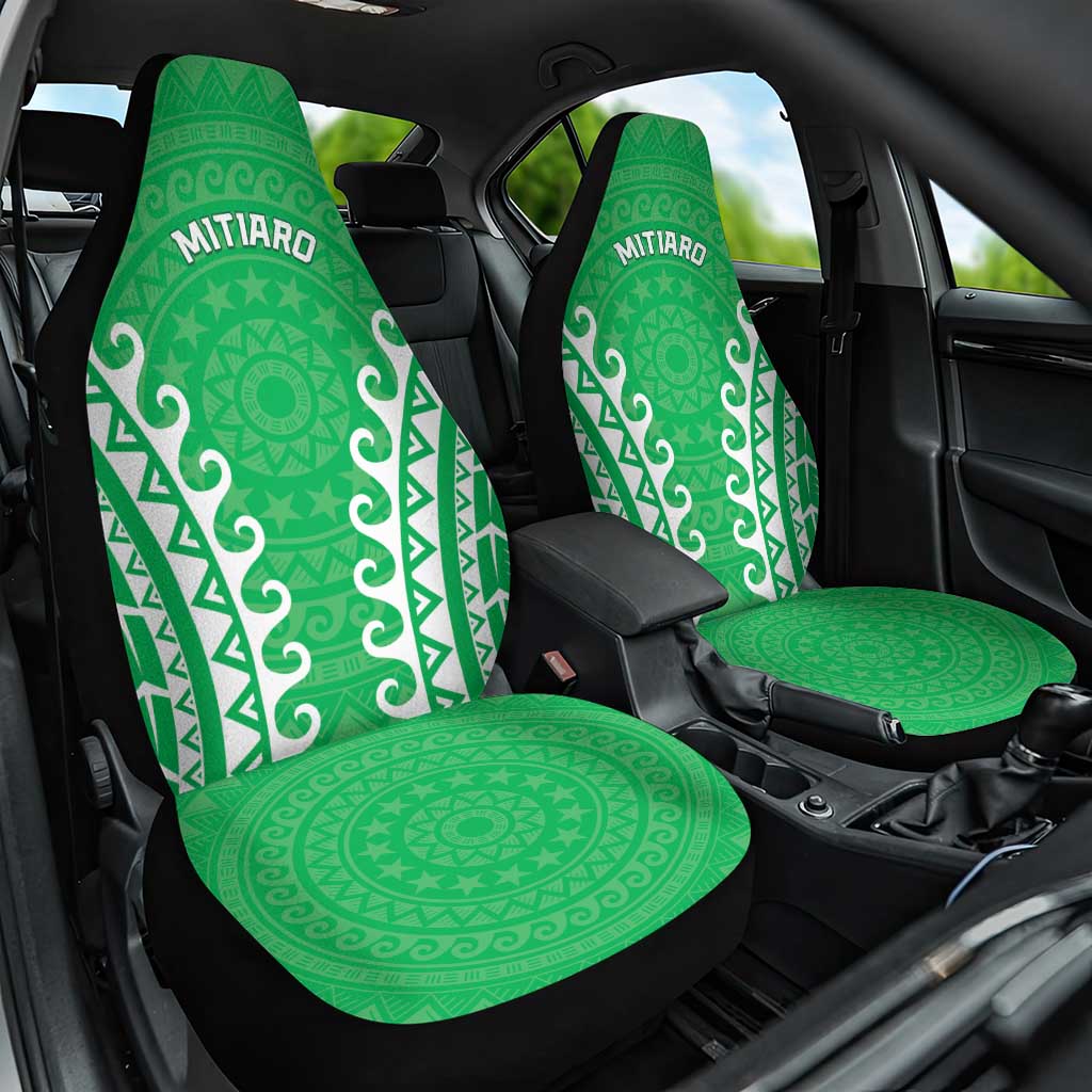 Cook Islands Mitiaro Car Seat Cover Polynesian Tribal Tattoo LT05 One Size Green - Polynesian Pride