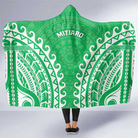 Cook Islands Mitiaro Hooded Blanket Polynesian Tribal Tattoo LT05 One Size Green - Polynesian Pride
