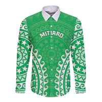 Custom Cook Islands Mitiaro Long Sleeve Button Shirt Polynesian Tribal Tattoo LT05 Unisex Green - Polynesian Pride
