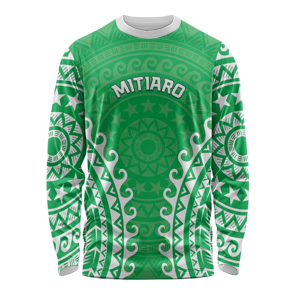 Custom Cook Islands Mitiaro Long Sleeve Shirt Polynesian Tribal Tattoo LT05 Unisex Green - Polynesian Pride