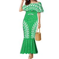 Custom Cook Islands Mitiaro Mermaid Dress Polynesian Tribal Tattoo LT05 Women Green - Polynesian Pride