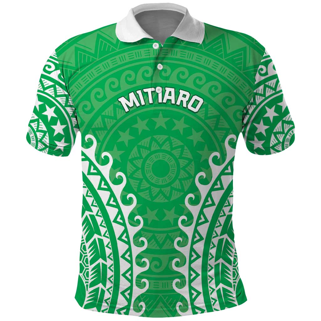 Custom Cook Islands Mitiaro Polo Shirt Polynesian Tribal Tattoo LT05 Green - Polynesian Pride