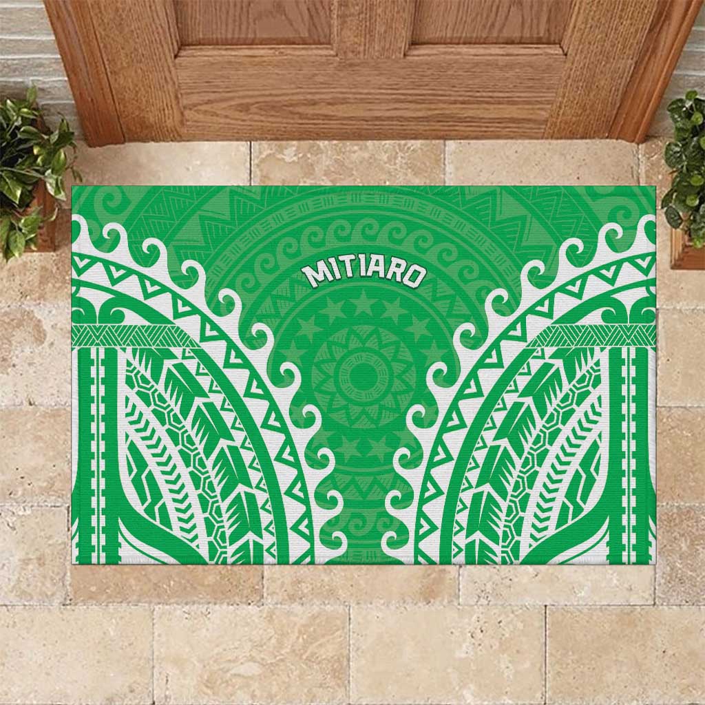Cook Islands Mitiaro Rubber Doormat Polynesian Tribal Tattoo LT05 Green - Polynesian Pride