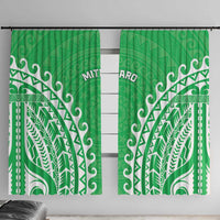 Cook Islands Mitiaro Window Curtain Polynesian Tribal Tattoo LT05 With Hooks Green - Polynesian Pride