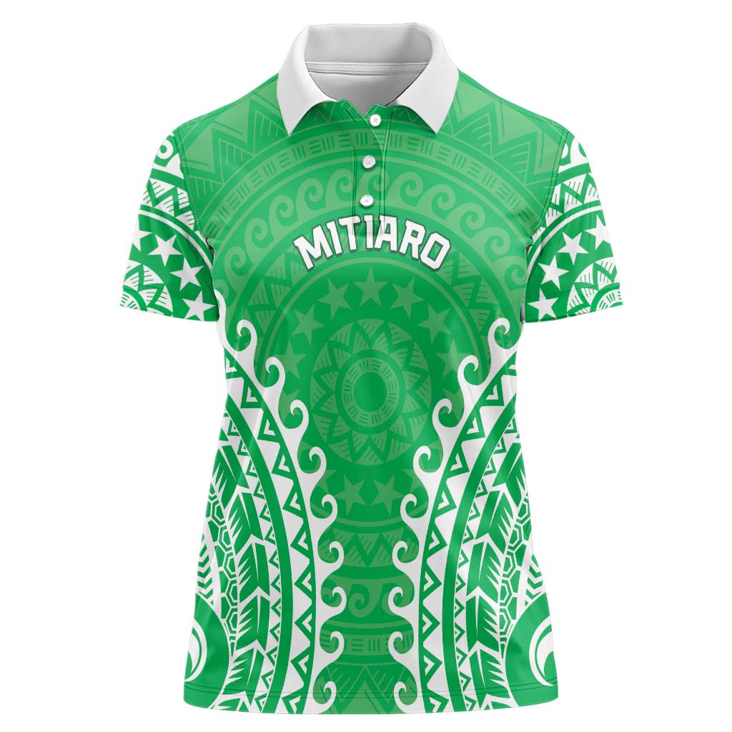 Custom Cook Islands Mitiaro Women Polo Shirt Polynesian Tribal Tattoo