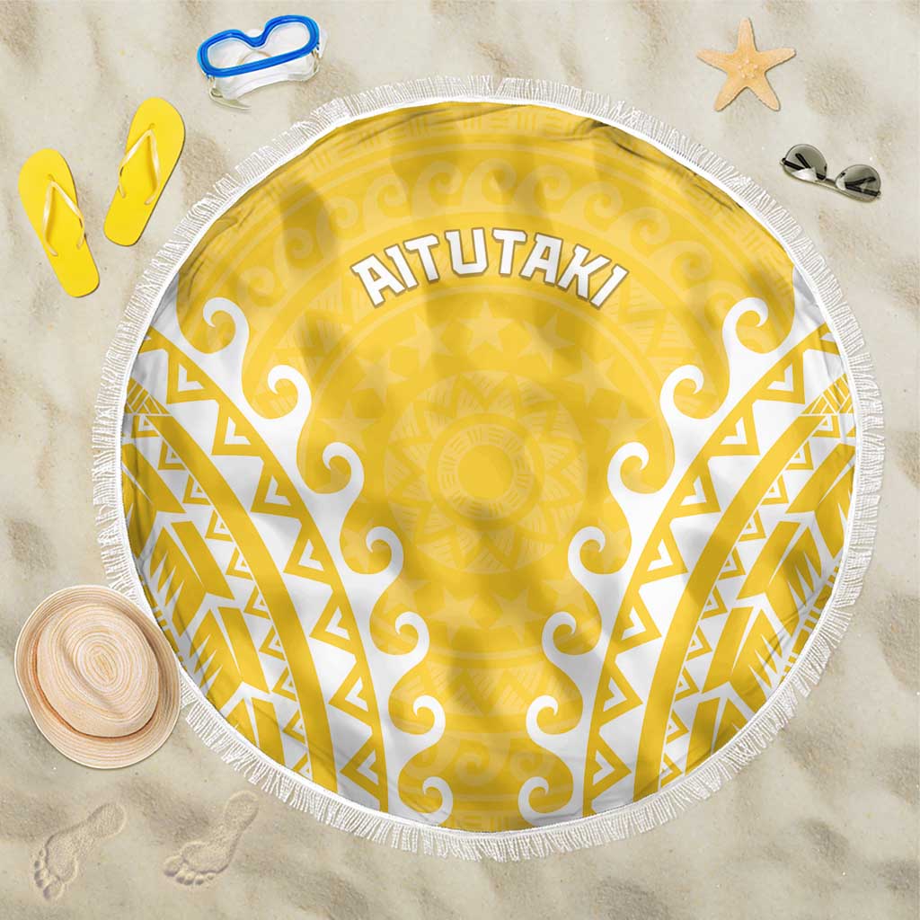 Cook Islands Aitutaki Beach Blanket Polynesian Tribal Tattoo LT05 One Size 150cm Yellow - Polynesian Pride
