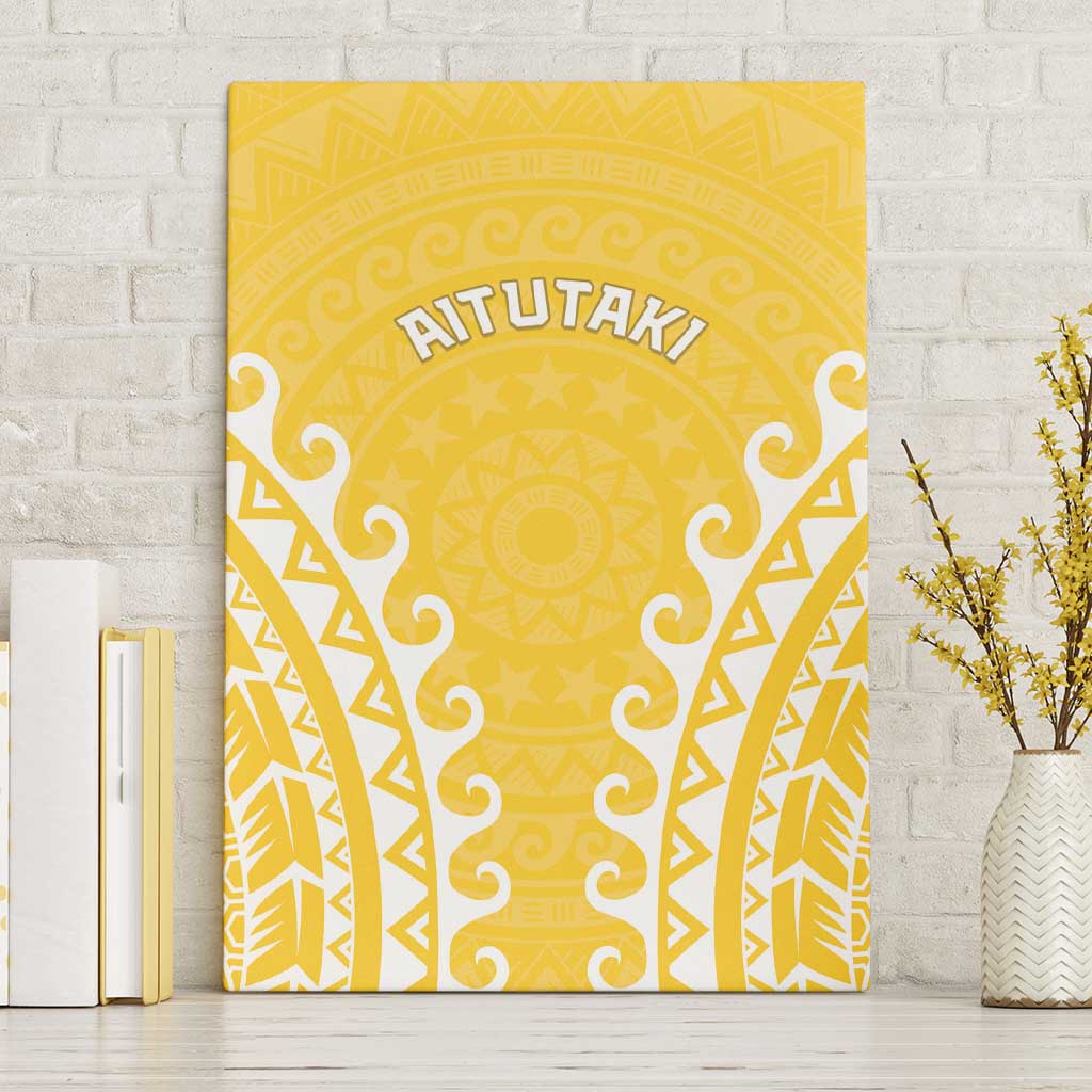 Cook Islands Aitutaki Canvas Wall Art Polynesian Tribal Tattoo LT05 Without Frame Yellow - Polynesian Pride