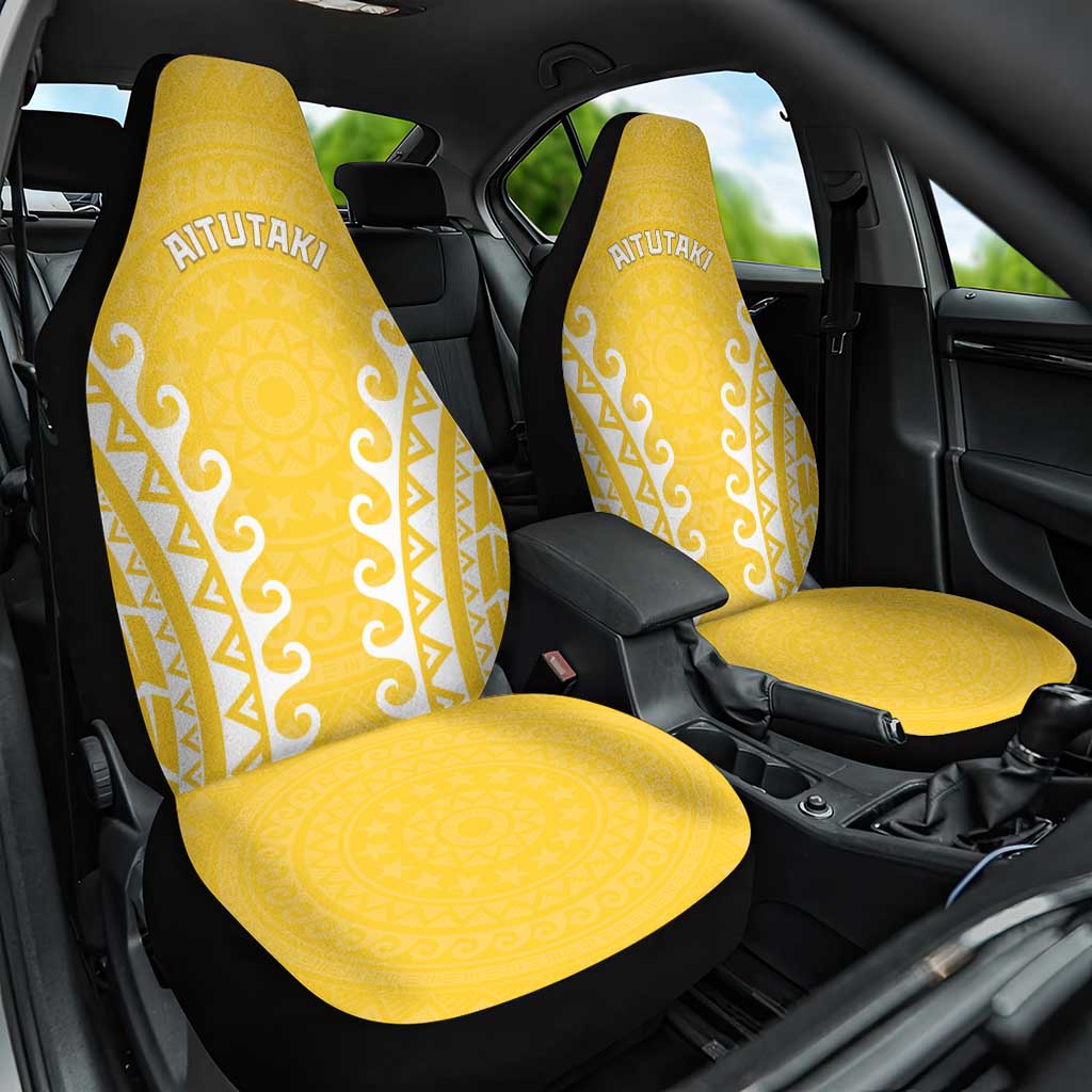 Cook Islands Aitutaki Car Seat Cover Polynesian Tribal Tattoo LT05 One Size Yellow - Polynesian Pride