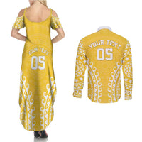 Custom Cook Islands Aitutaki Couples Matching Summer Maxi Dress and Long Sleeve Button Shirt Polynesian Tribal Tattoo LT05 - Polynesian Pride