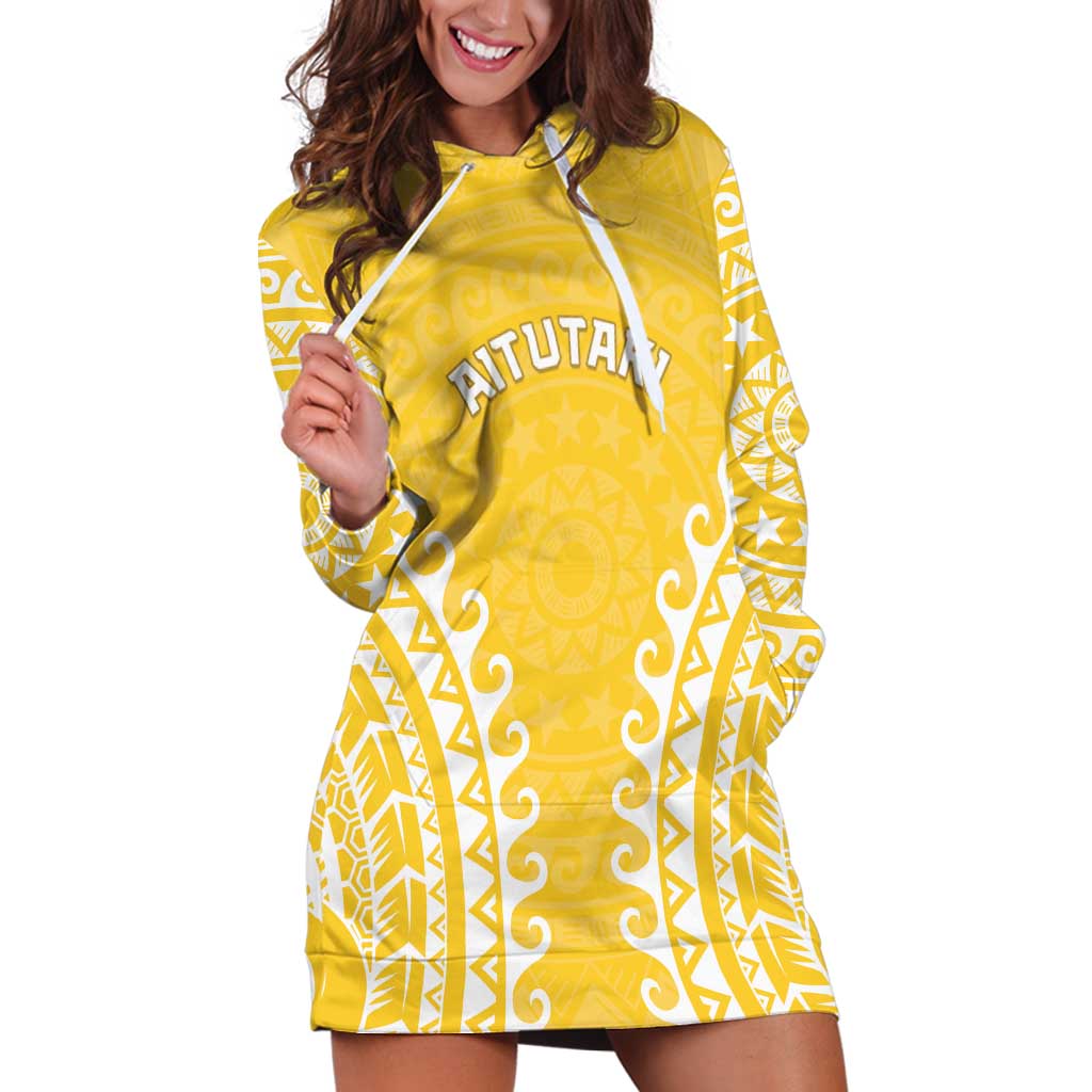 Custom Cook Islands Aitutaki Hoodie Dress Polynesian Tribal Tattoo