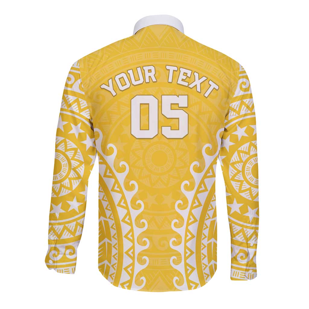 Custom Cook Islands Aitutaki Long Sleeve Button Shirt Polynesian Tribal Tattoo LT05 - Polynesian Pride