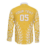 Custom Cook Islands Aitutaki Long Sleeve Button Shirt Polynesian Tribal Tattoo LT05 - Polynesian Pride