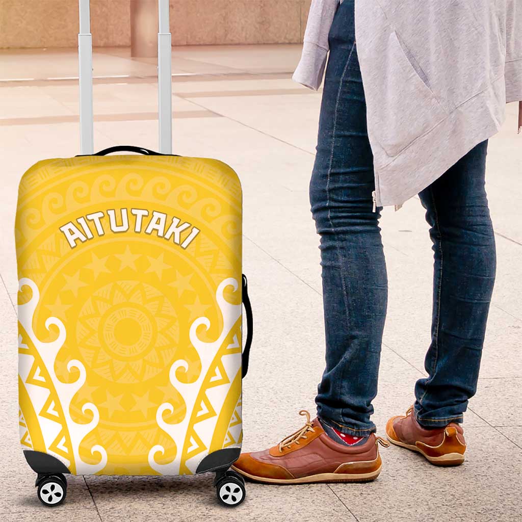 Cook Islands Aitutaki Luggage Cover Polynesian Tribal Tattoo LT05 Yellow - Polynesian Pride