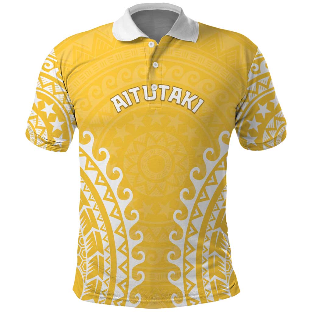 Custom Cook Islands Aitutaki Polo Shirt Polynesian Tribal Tattoo LT05 Yellow - Polynesian Pride