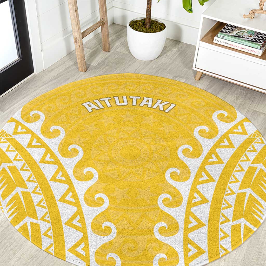 Cook Islands Aitutaki Round Carpet Polynesian Tribal Tattoo LT05 Yellow - Polynesian Pride