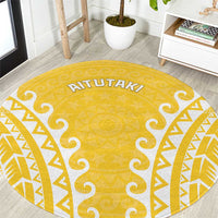 Cook Islands Aitutaki Round Carpet Polynesian Tribal Tattoo LT05 Yellow - Polynesian Pride