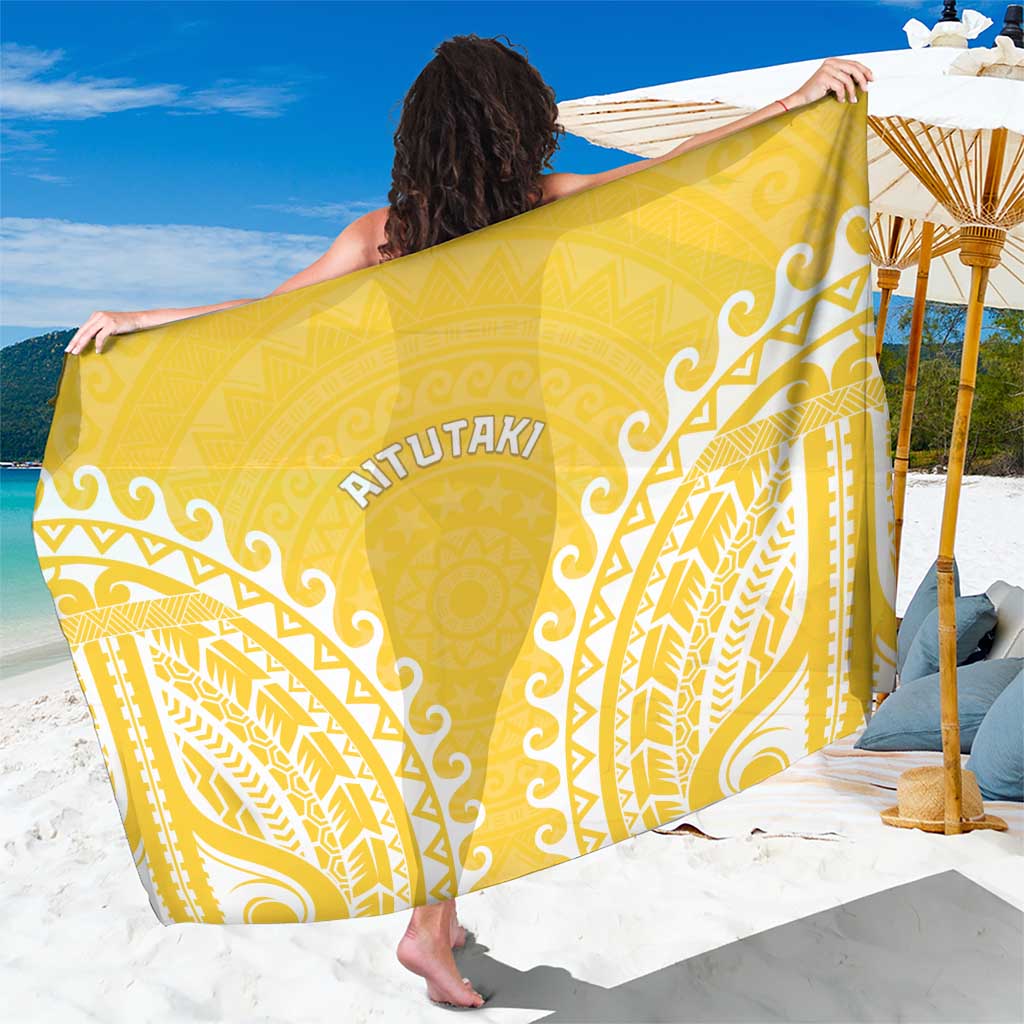 Cook Islands Aitutaki Sarong Polynesian Tribal Tattoo LT05 One Size 44 x 66 inches Yellow - Polynesian Pride