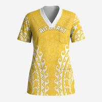 Custom Cook Islands Aitutaki Scrub Top Polynesian Tribal Tattoo LT05 Adult Yellow - Polynesian Pride