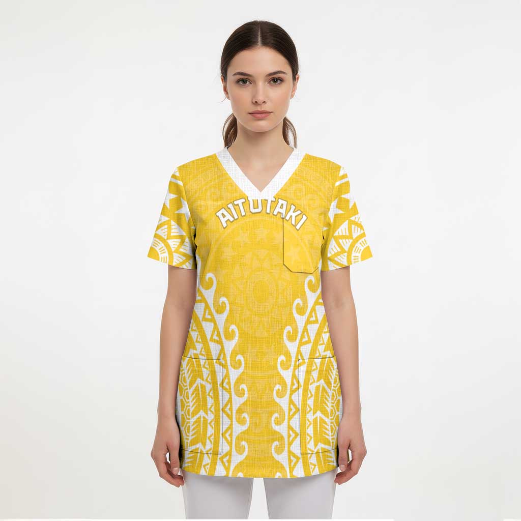 Custom Cook Islands Aitutaki Scrub Top Polynesian Tribal Tattoo LT05 - Polynesian Pride