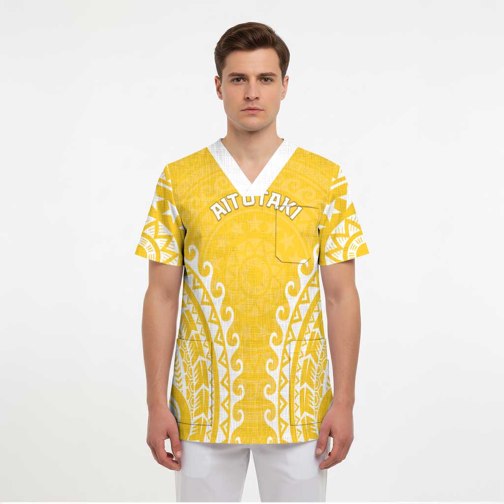 Custom Cook Islands Aitutaki Scrub Top Polynesian Tribal Tattoo LT05 - Polynesian Pride
