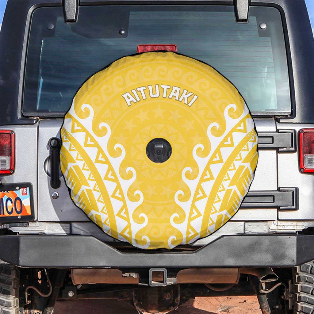 Cook Islands Aitutaki Spare Tire Cover Polynesian Tribal Tattoo LT05 Yellow - Polynesian Pride