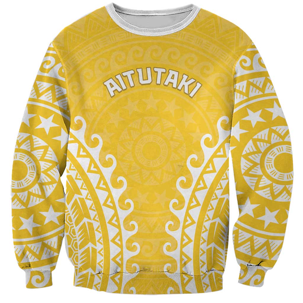 Custom Cook Islands Aitutaki Sweatshirt Polynesian Tribal Tattoo LT05 Unisex Yellow - Polynesian Pride