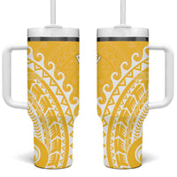 Cook Islands Aitutaki Tumbler With Handle Polynesian Tribal Tattoo LT05 One Size: 40 oz Yellow - Polynesian Pride