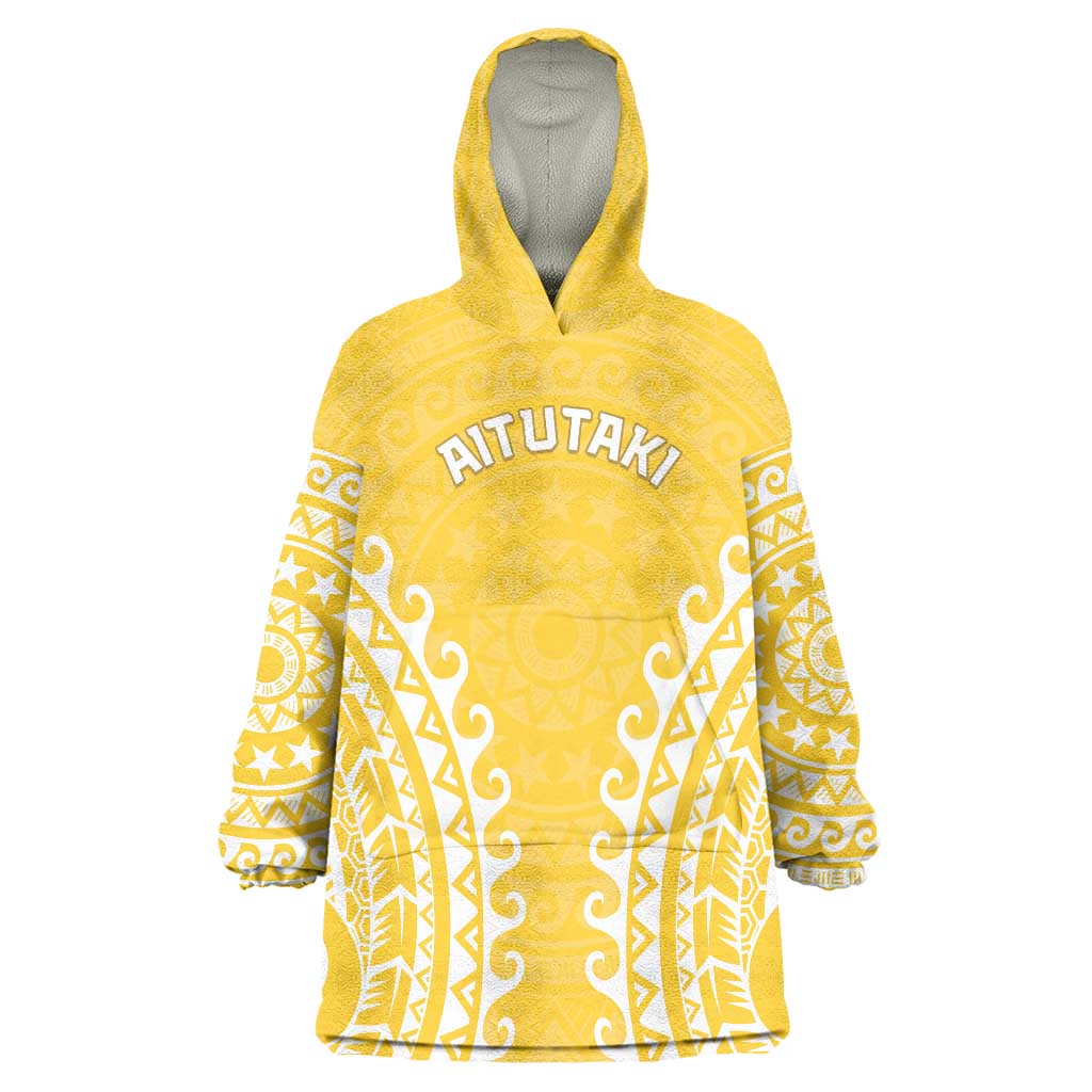 Custom Cook Islands Aitutaki Wearable Blanket Hoodie Polynesian Tribal Tattoo LT05 One Size Yellow - Polynesian Pride