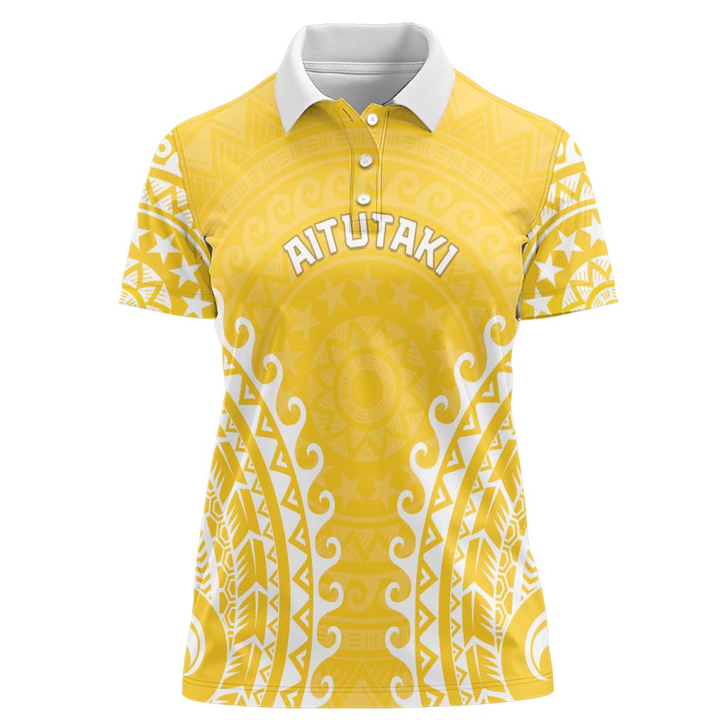 Custom Cook Islands Aitutaki Women Polo Shirt Polynesian Tribal Tattoo