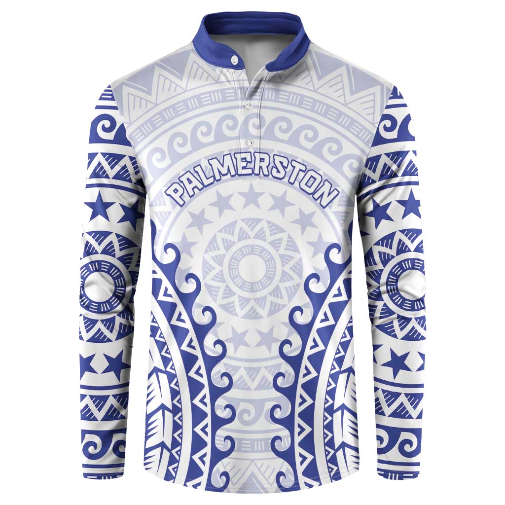 Custom Cook Islands Palmerston Button Sweatshirt Polynesian Tribal Tattoo LT05 Navy - Polynesian Pride