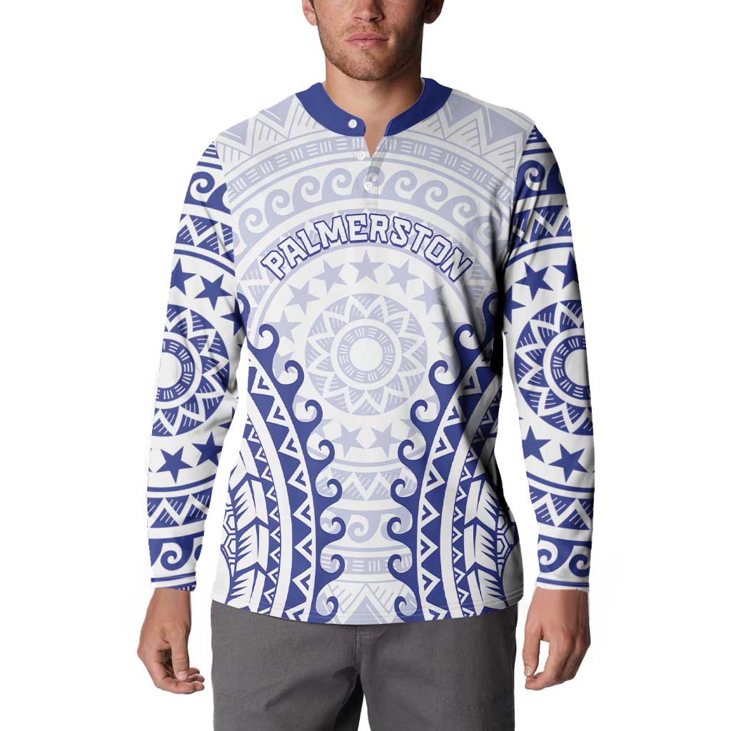 Custom Cook Islands Palmerston Button Sweatshirt Polynesian Tribal Tattoo LT05 - Polynesian Pride