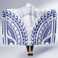Cook Islands Palmerston Hooded Blanket Polynesian Tribal Tattoo LT05 One Size Navy - Polynesian Pride
