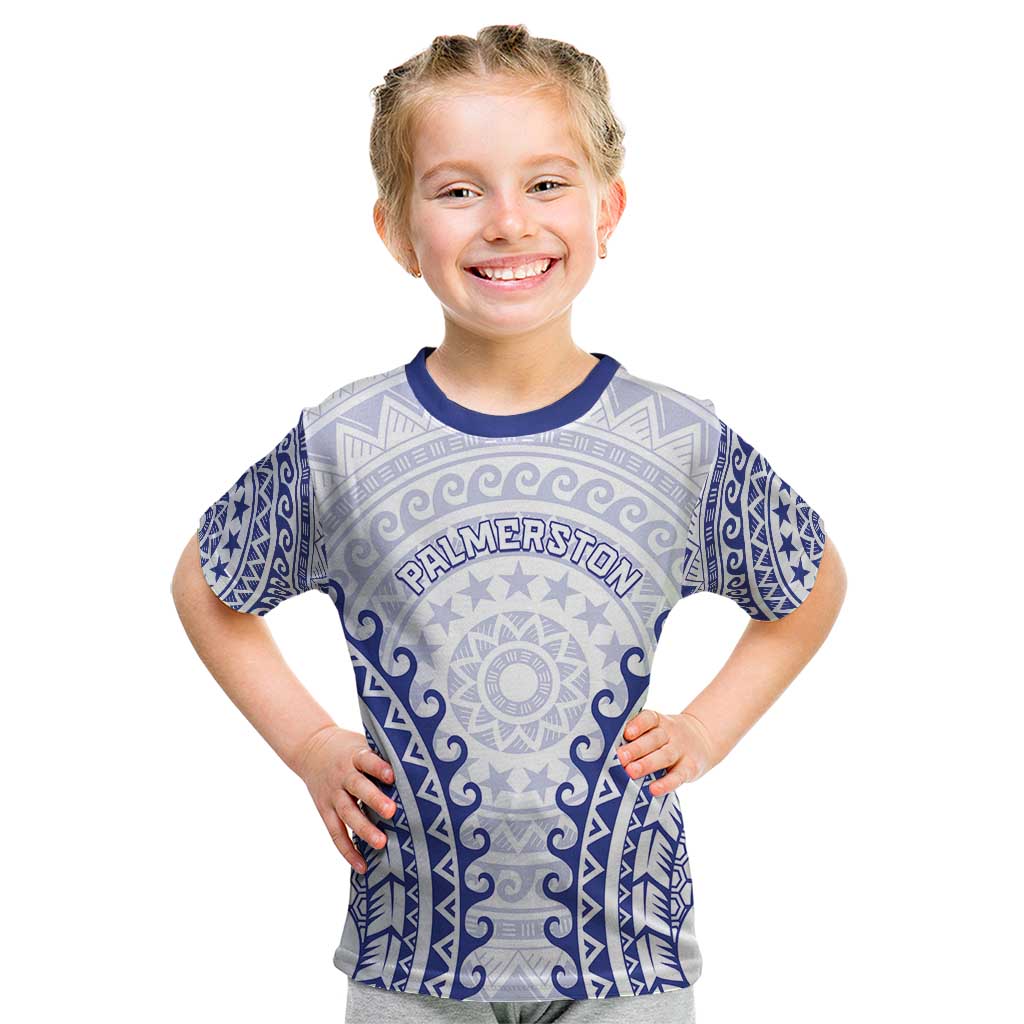 Custom Cook Islands Palmerston Kid T Shirt Polynesian Tribal Tattoo LT05 Navy - Polynesian Pride