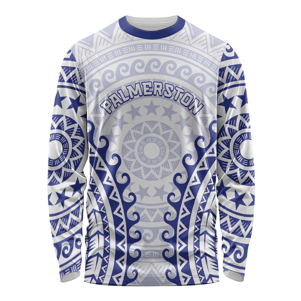 Custom Cook Islands Palmerston Long Sleeve Shirt Polynesian Tribal Tattoo LT05 Unisex Navy - Polynesian Pride