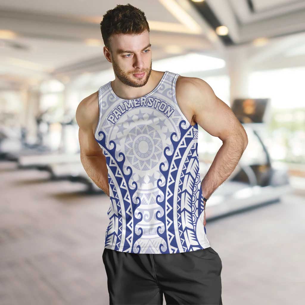 Custom Cook Islands Palmerston Men Tank Top Polynesian Tribal Tattoo LT05 Navy - Polynesian Pride
