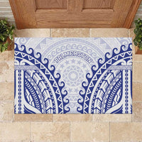 Cook Islands Palmerston Rubber Doormat Polynesian Tribal Tattoo LT05 Navy - Polynesian Pride