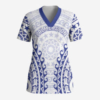 Custom Cook Islands Palmerston Scrub Top Polynesian Tribal Tattoo LT05 Adult Navy - Polynesian Pride