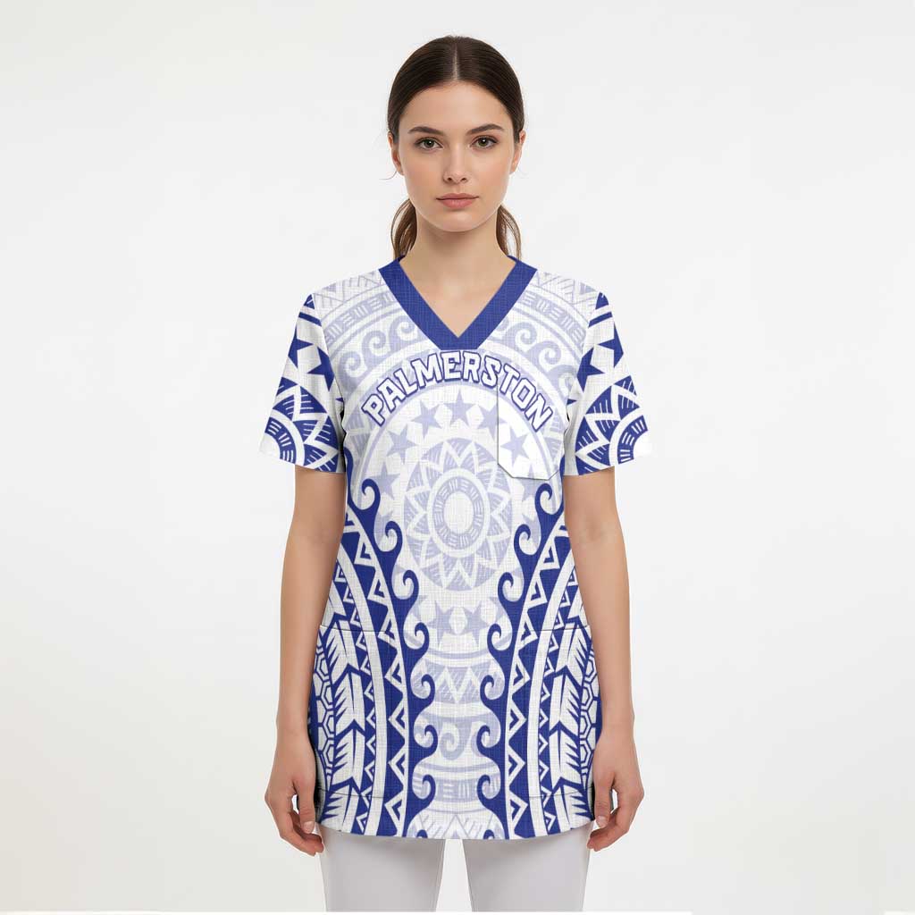 Custom Cook Islands Palmerston Scrub Top Polynesian Tribal Tattoo LT05 - Polynesian Pride