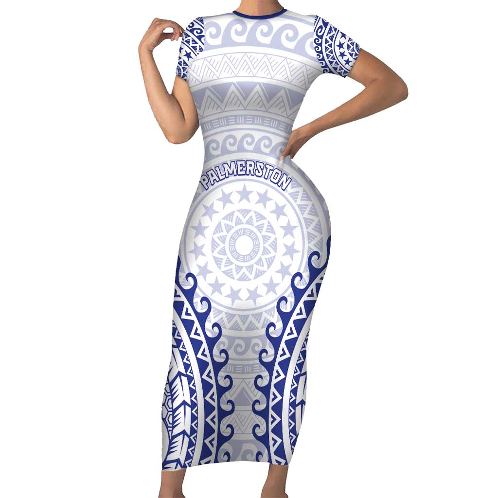 Custom Cook Islands Palmerston Short Sleeve Bodycon Dress Polynesian Tribal Tattoo