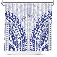 Cook Islands Palmerston Shower Curtain Polynesian Tribal Tattoo LT05 Navy - Polynesian Pride
