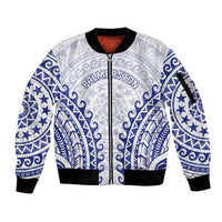 Custom Cook Islands Palmerston Sleeve Zip Bomber Jacket Polynesian Tribal Tattoo LT05 Unisex Navy - Polynesian Pride