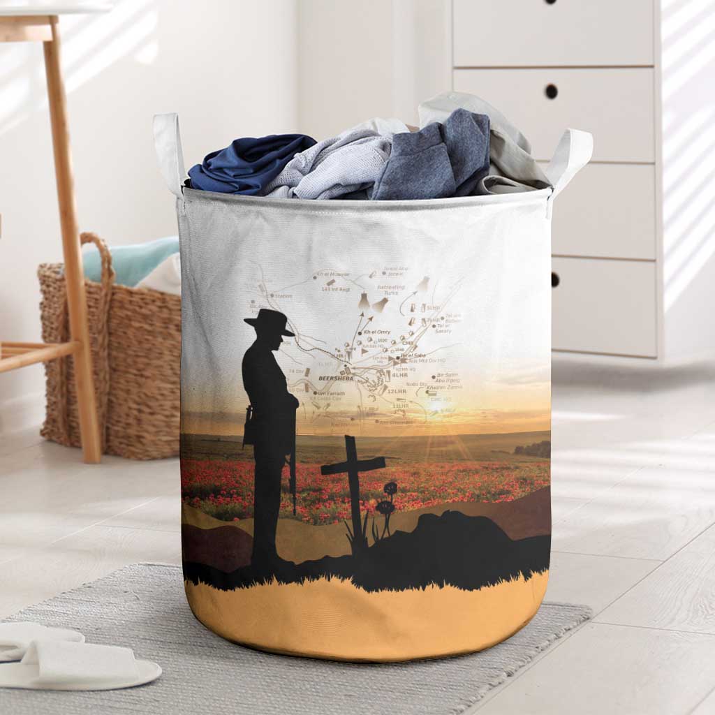 Australia And New Zealand ANZAC Day Laundry Basket Battle Of Beersheba LT05 Beige - Polynesian Pride