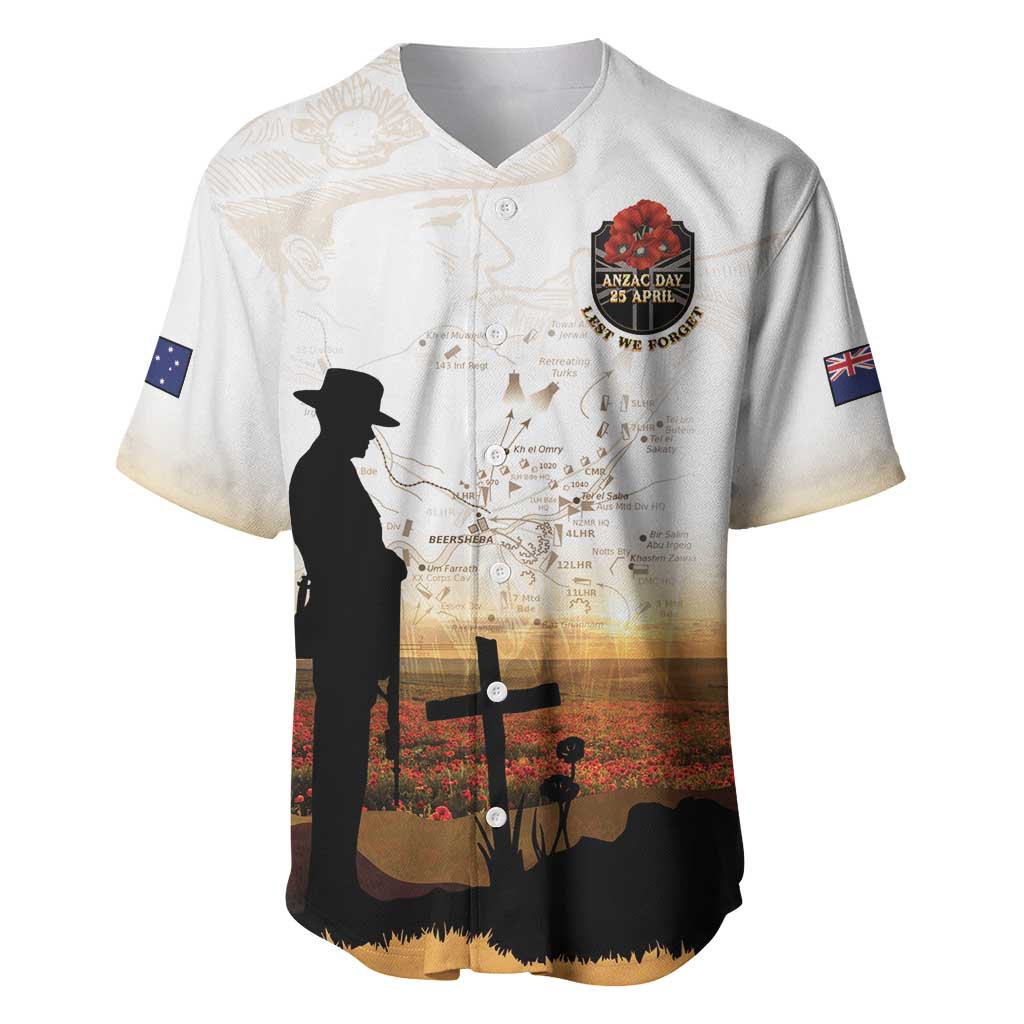 Australia And New Zealand ANZAC Day Baseball Jersey Battle Of Beersheba LT05 Beige - Polynesian Pride