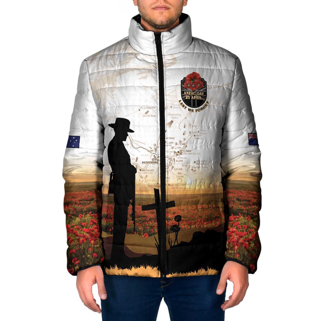 Australia And New Zealand ANZAC Day Padded Jacket Battle Of Beersheba LT05 Men Beige - Polynesian Pride