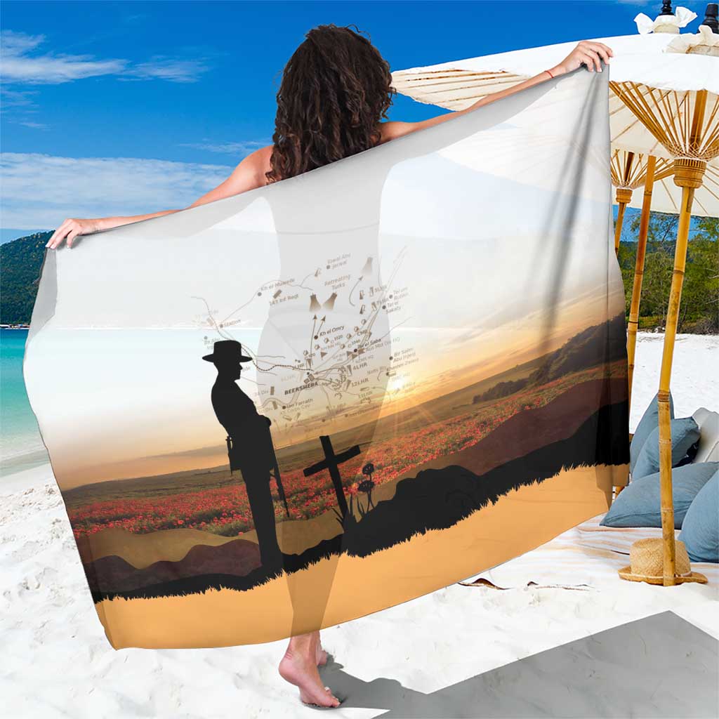 Australia And New Zealand ANZAC Day Sarong Battle Of Beersheba LT05 One Size 44 x 66 inches Beige - Polynesian Pride