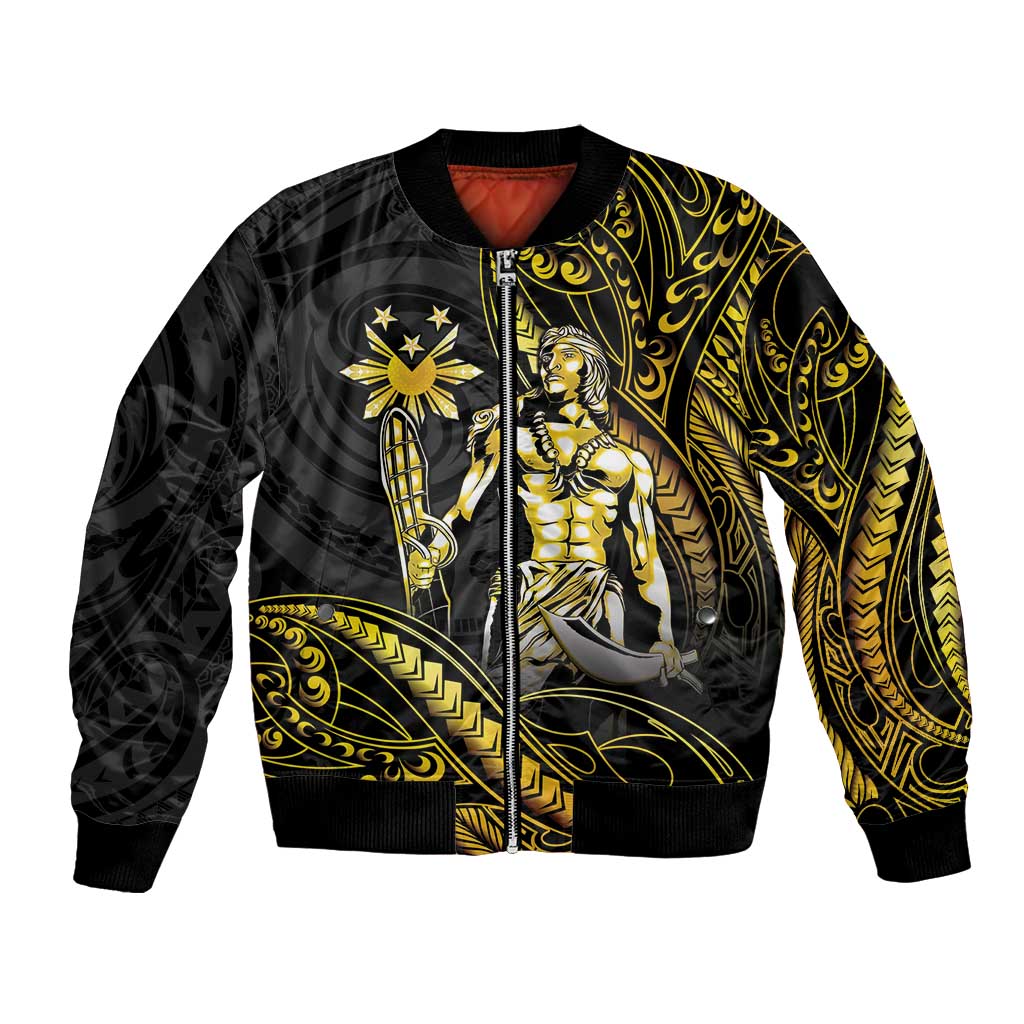 Filipinos Lapu Lapu Hero Bomber Jacket Gold Polynesian Tribal Tattoo LT05 Unisex Gold - Polynesian Pride