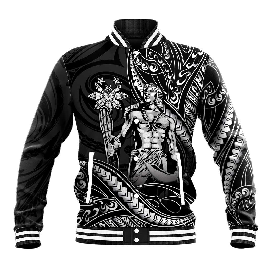 Filipinos Lapu Lapu Hero Baseball Jacket Black Polynesian Tribal Tattoo LT05 Unisex Black - Polynesian Pride