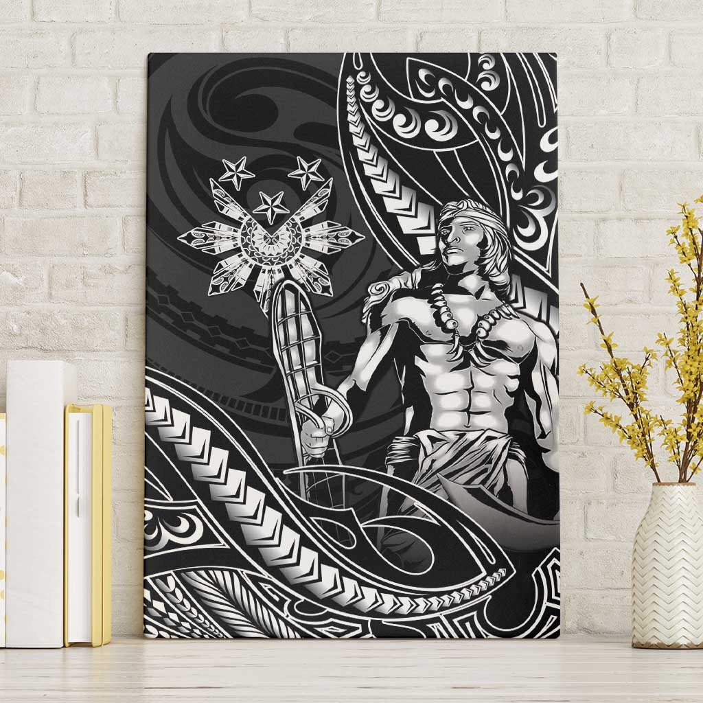Filipinos Lapu Lapu Hero Canvas Wall Art Black Polynesian Tribal Tattoo LT05 Without Frame Black - Polynesian Pride