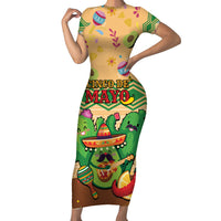 Personalised Hawaii Cinco De Mayo Short Sleeve Bodycon Dress Funny Style LT05 Long Dress Brown - Polynesian Pride